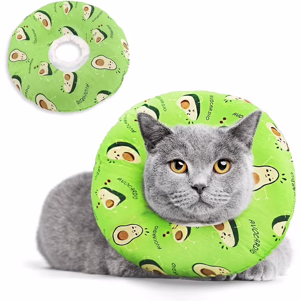 Collar Isabelino Inflable Tipo Dona para Perros y Gatos Estampada Talla S