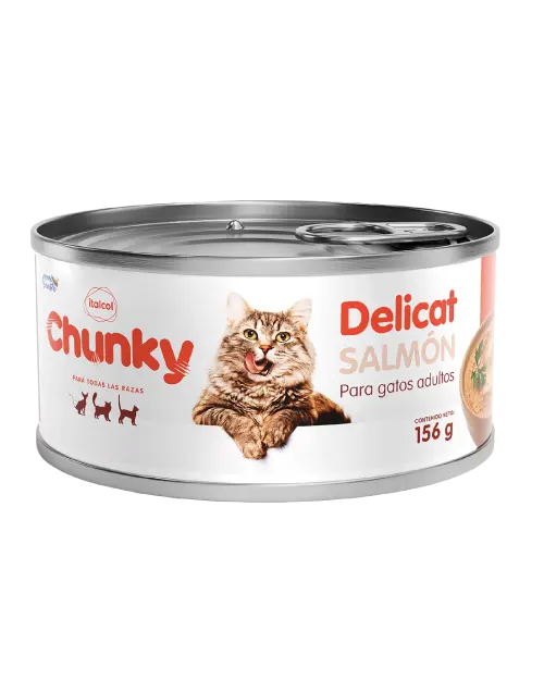 Alimento húmedo Chunky Delicat Salmón para Gatos Adultos 156 g