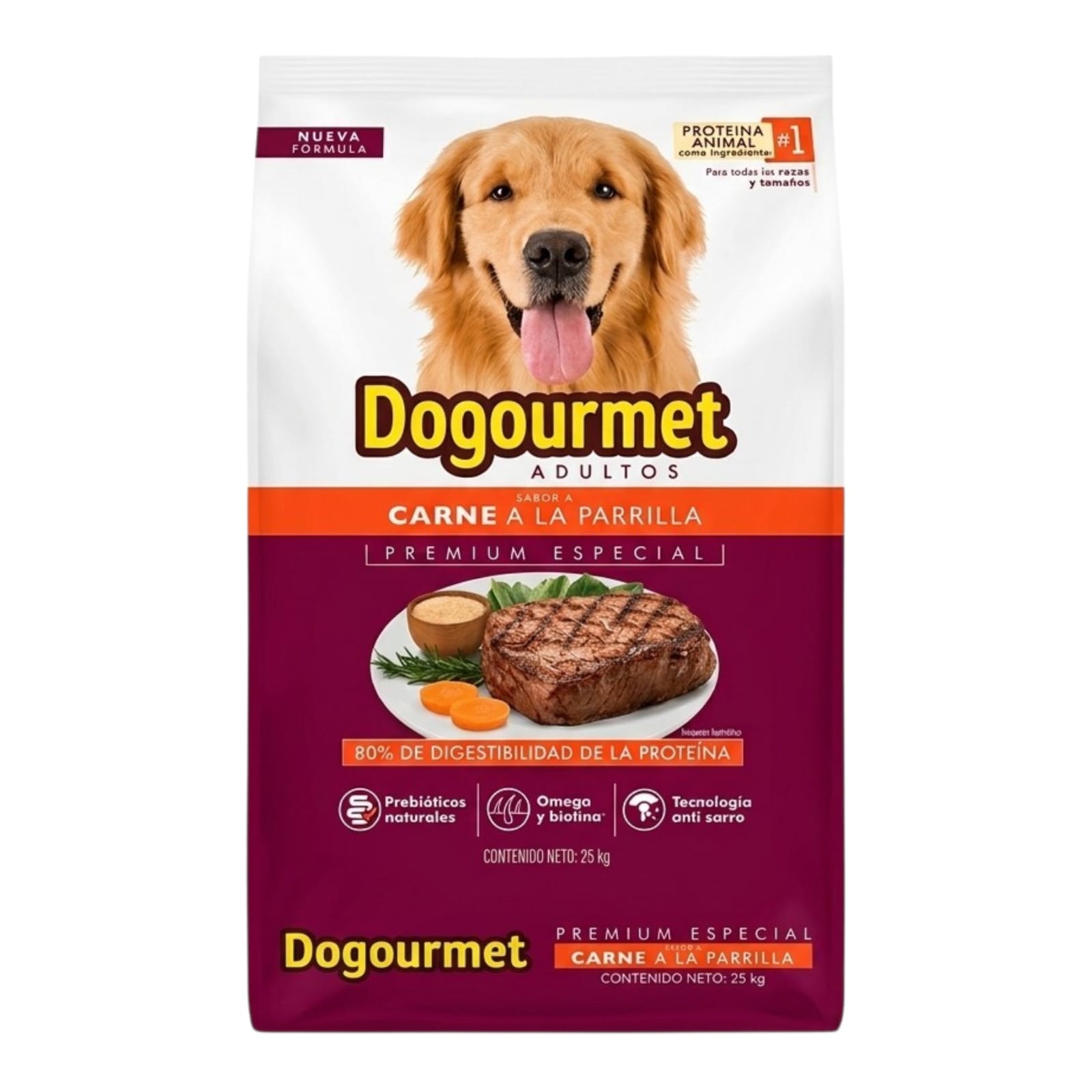 Alimento Seco para Perros Adultos Dogourmet Carne a la Parrilla con Cereales y Vegetale 25 kg