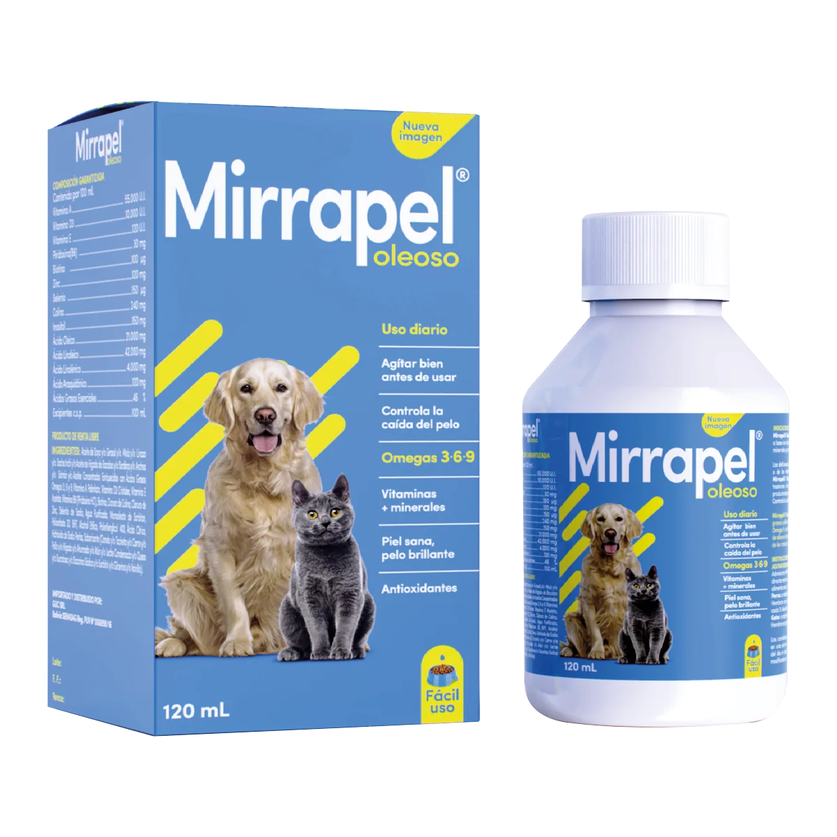 Suplemento Nutricional para Perros y Gatos Mirrapel Oleoso 120 mL