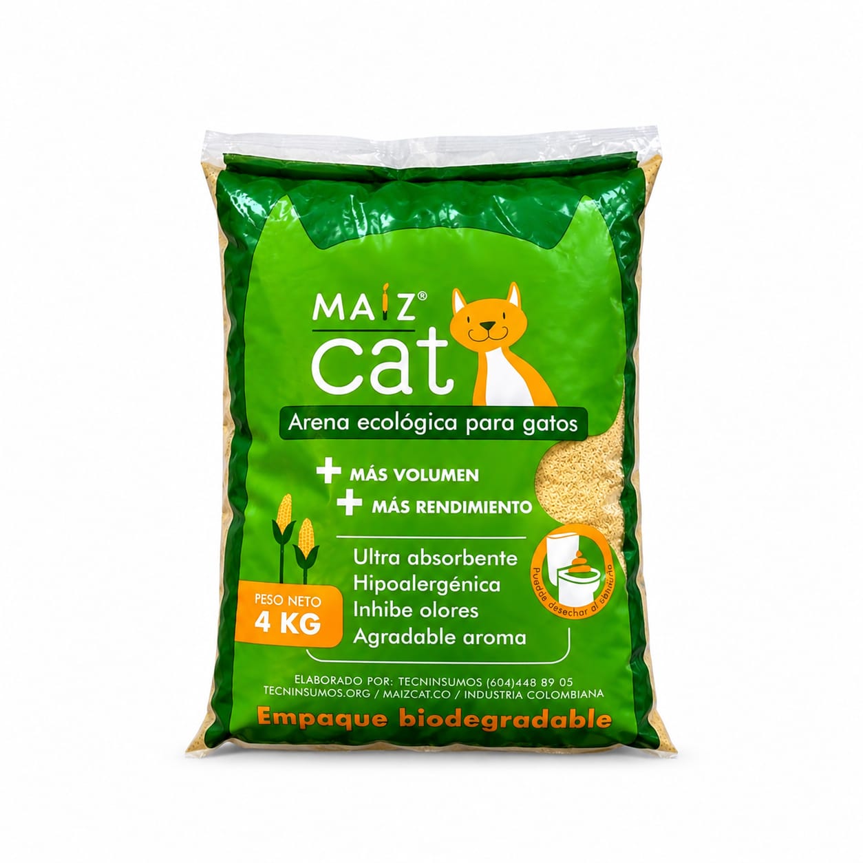 Arena Sanitaria para Gatos Maíz Cat 4 kg