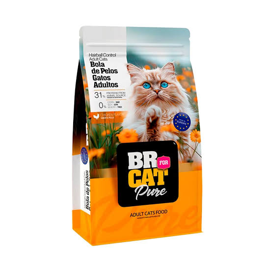 Alimento Seco para Gatos Adultos BR For Cat Pure Control Bolas de Pelos Sabor a Pollo1 kg
