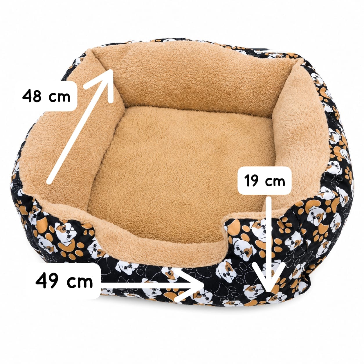 Cama Acolchada para Perros y Gatos con Bordes Elevados Mediana