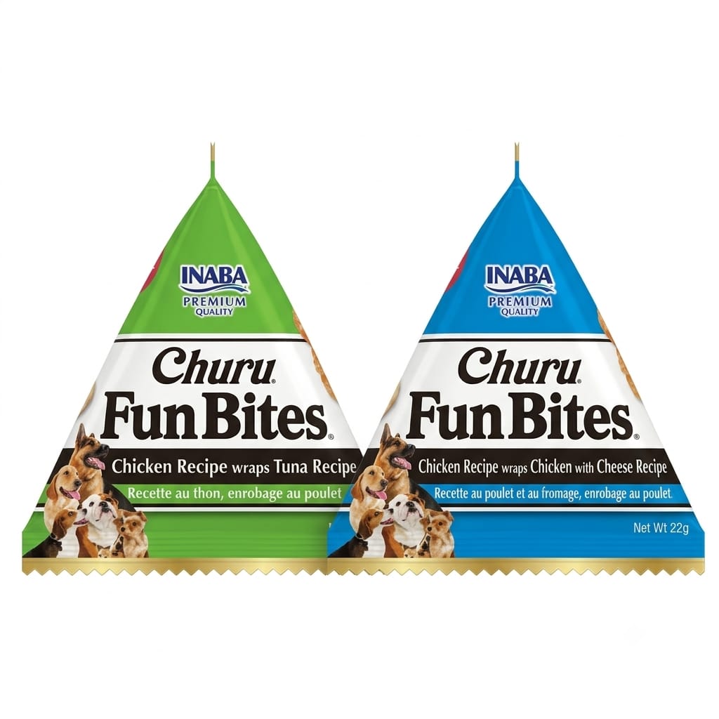 Snack para Perros Churu Fun Bites Pollo con Atún y Pollo con Queso 22 g