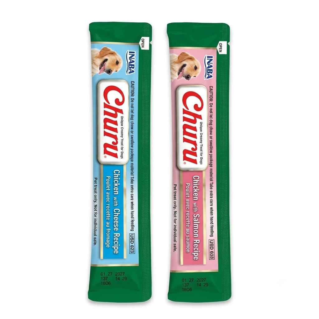 Snack Cremoso para Perros Churu Pollo con Queso y Pollo con Salmón 14 g