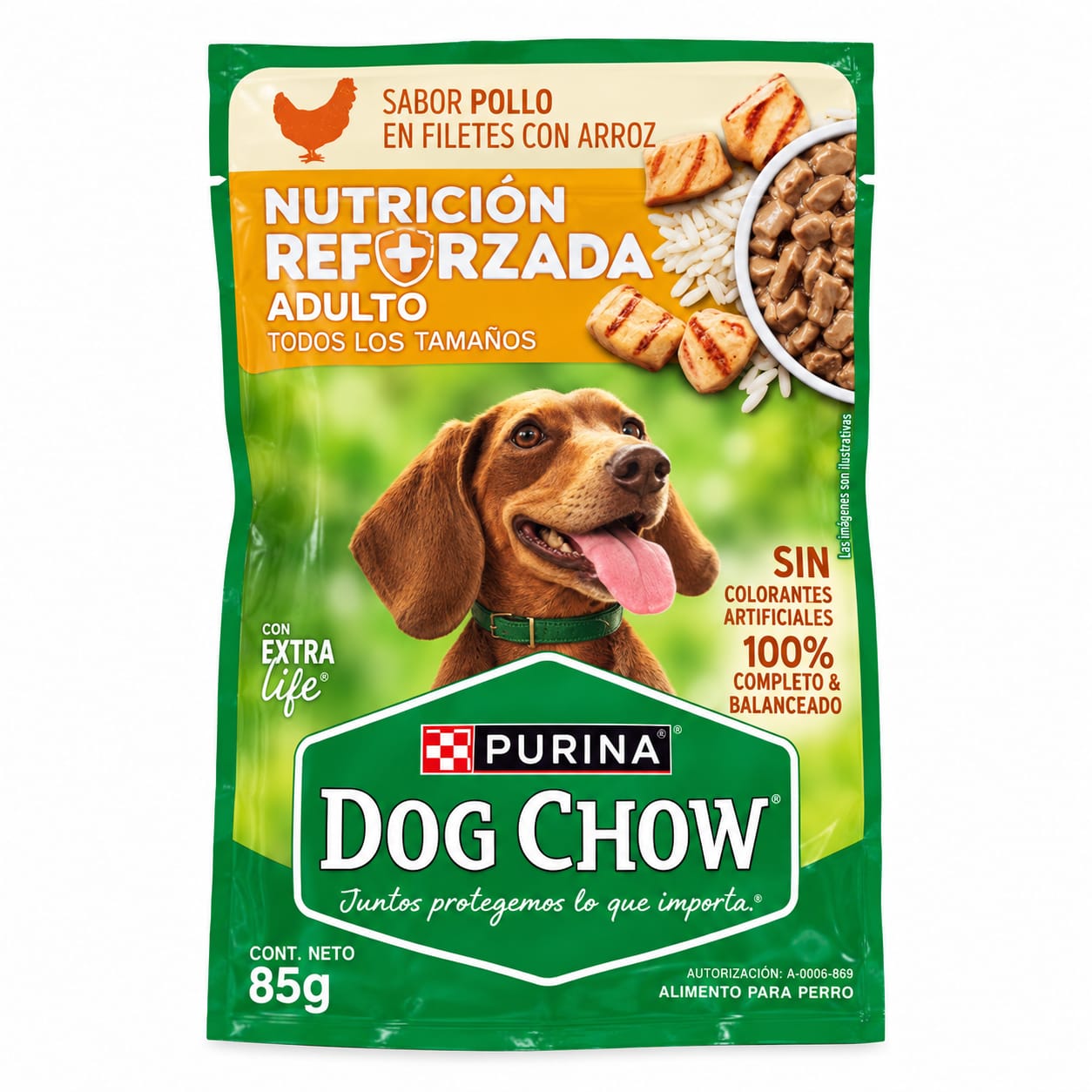 Alimento Húmedo para Perros Adultos Dog Chow Nutrición Reforzada Pollo en Filetes con Arroz 85 g
