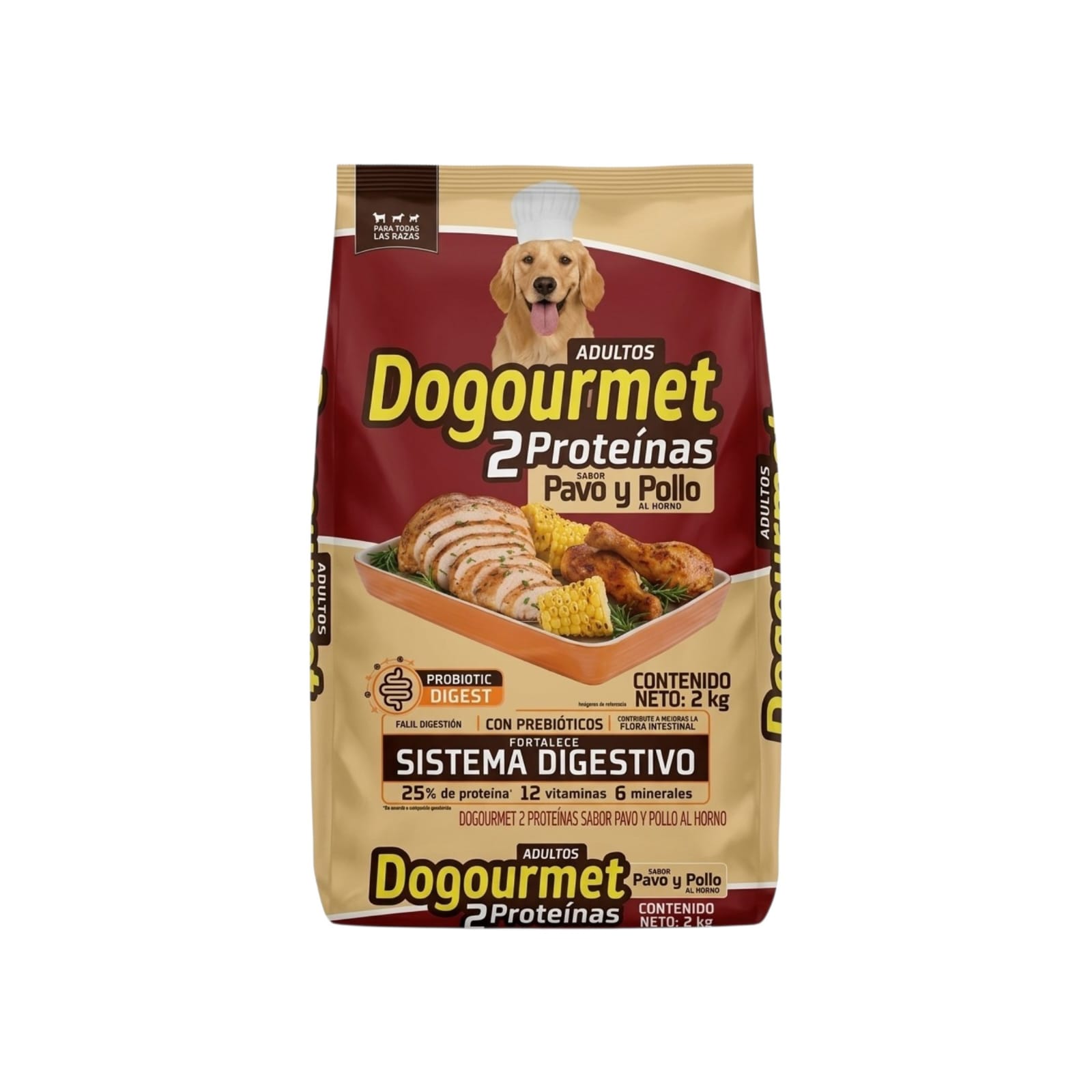 Alimento Seco para Perros Adultos Dogourmet 2 Proteínas Pavo y Pollo 2 kg