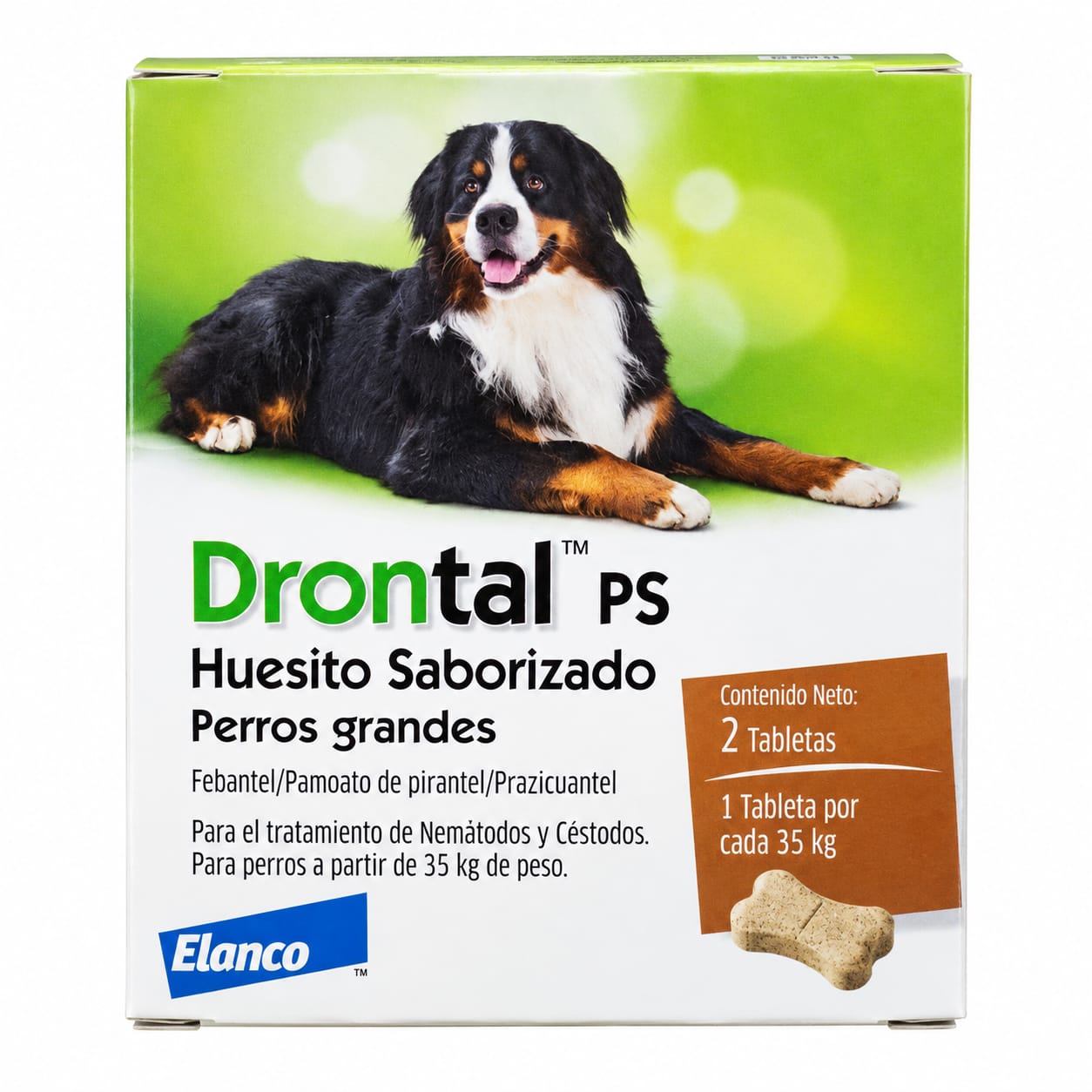 Antiparasitario para Perros Grandes Drontal PS Huesito Saborizado 35 kg x 2 Tabletas