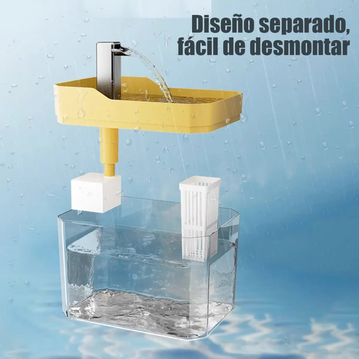 Fuente de Agua para Perros y Gatos con Canilla, Filtro y Alimentación USB