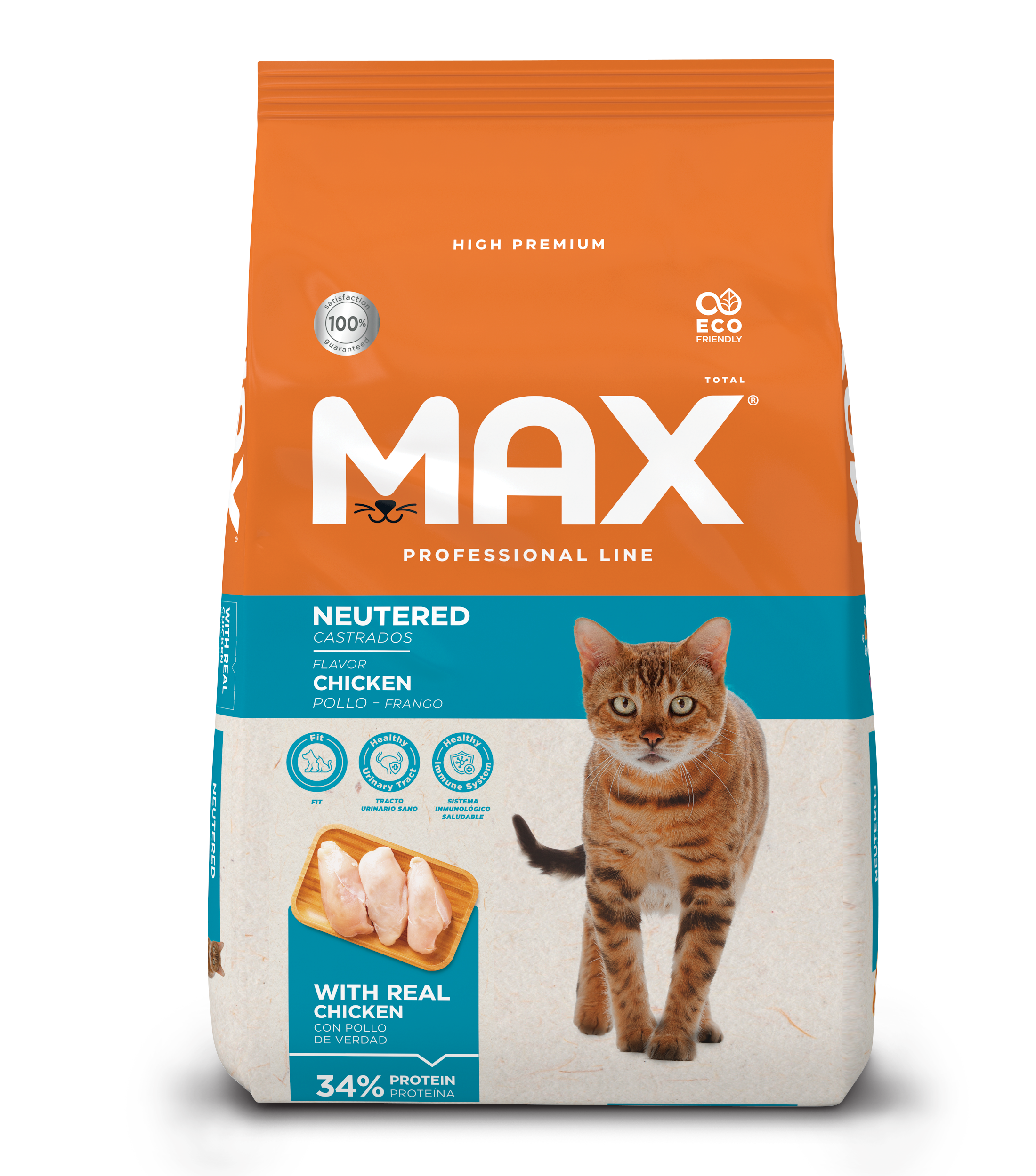 Alimento Seco para Gatos Adultos Castrados Max Cat Professional Line con Pollo 3 Kg