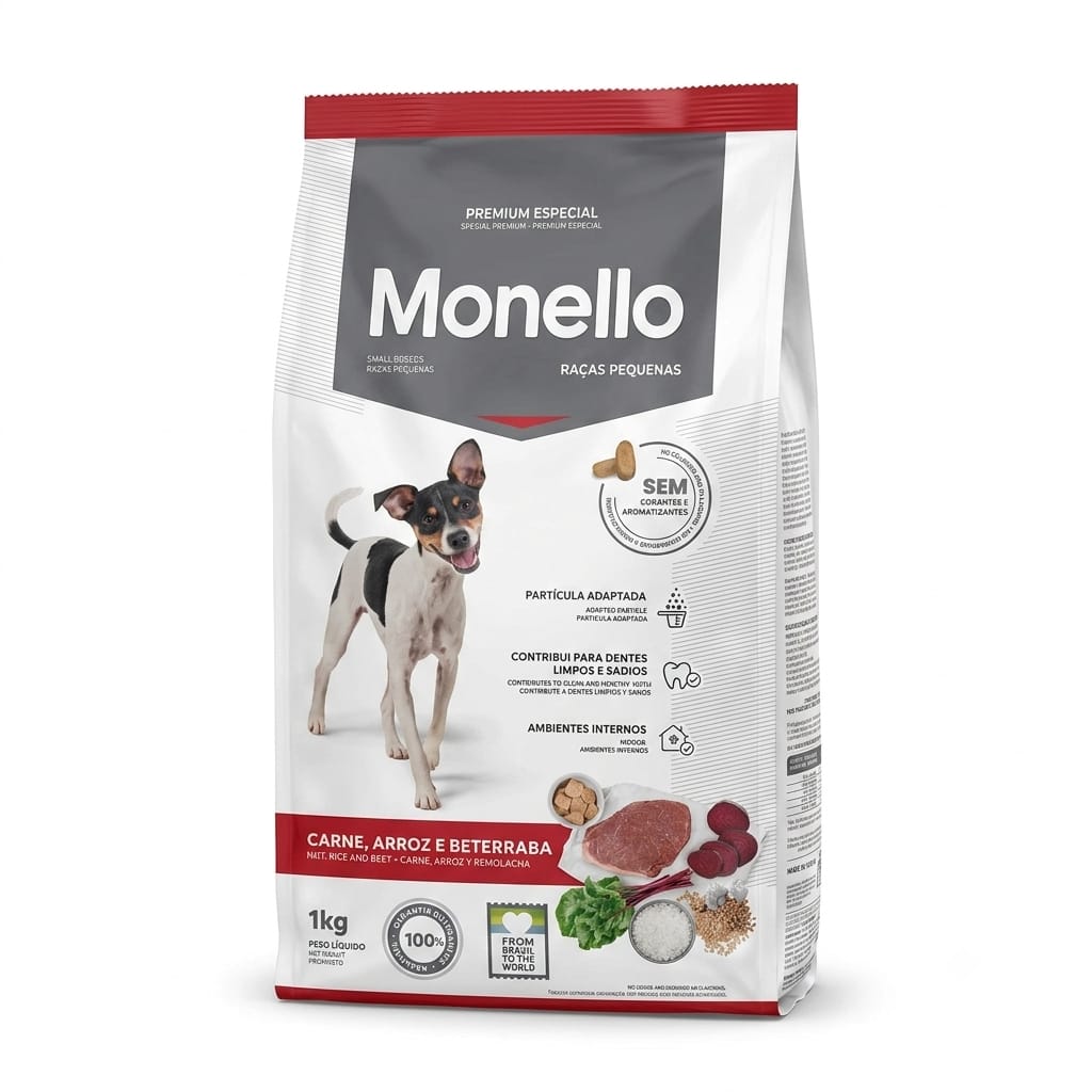 Alimento Seco para Perros Monello Adultos de Razas Pequeñas Sabor Carne, Arroz y Remolacha 1 Kg