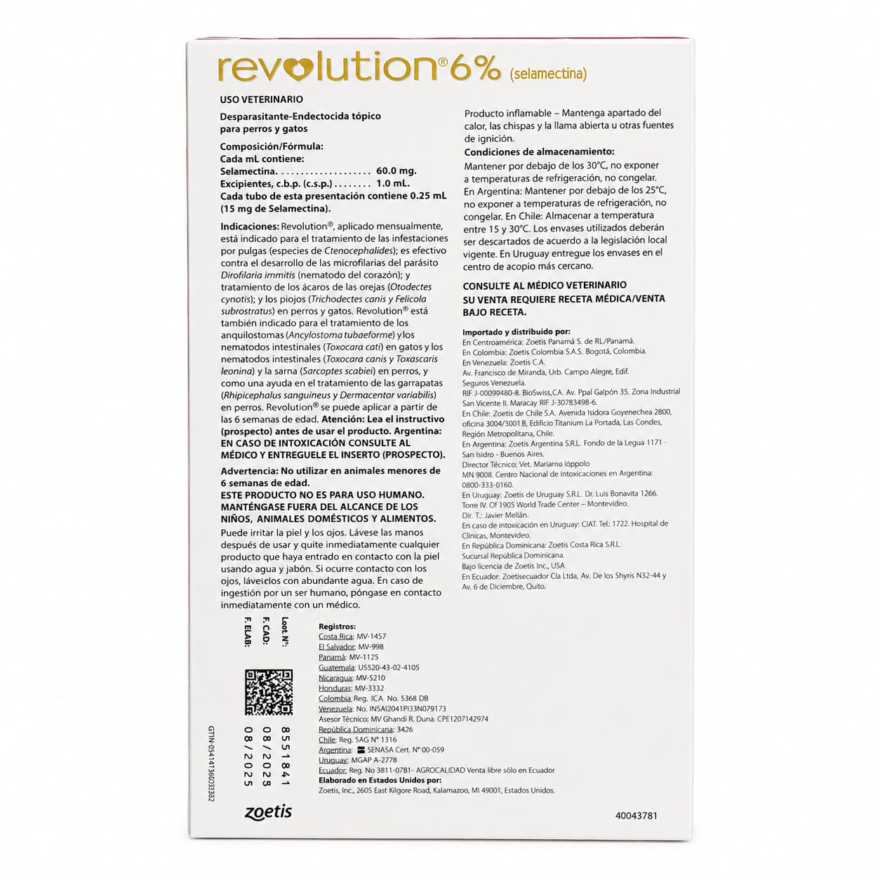 Revolution 6 Selamectina para Perros y Gatos hasta 2,5 kg  1 Tubo de 0,25 mL 