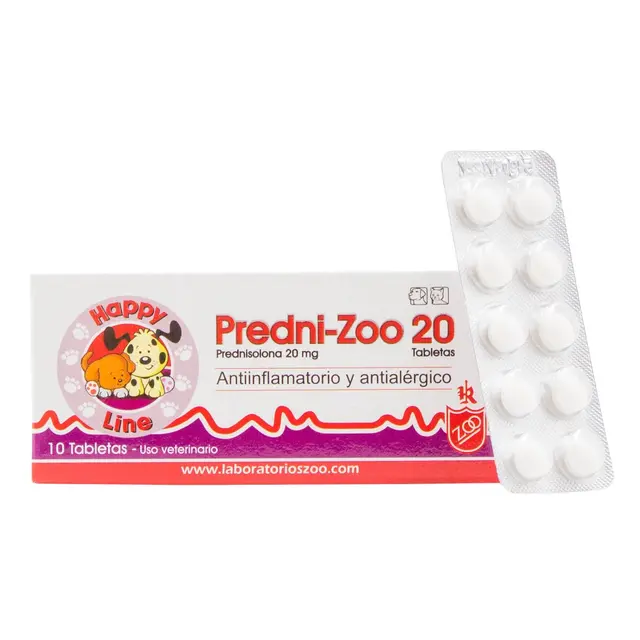 Predni Zoo 20 mg Antiinflamatorio para Perros y Gatos Blíster x 10 Tabletas
