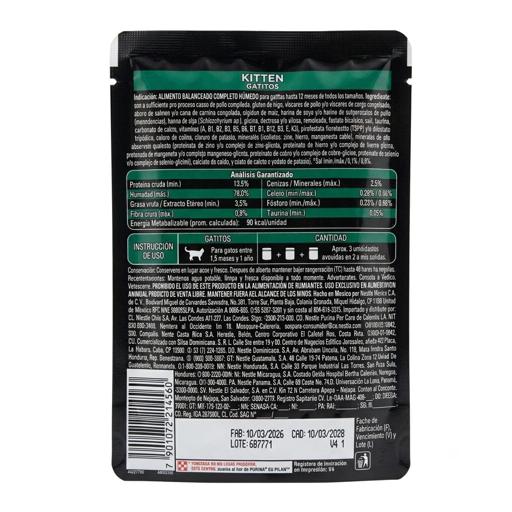 Alimento Húmedo para Gatitos Pro Plan Kitten con Pollo en Salsa 85 g