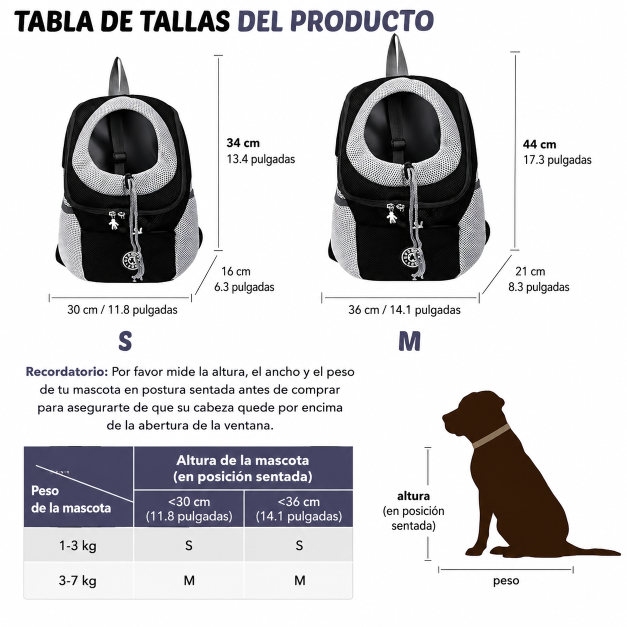 Bolso Transportador para Perros y Gatos Talla S 